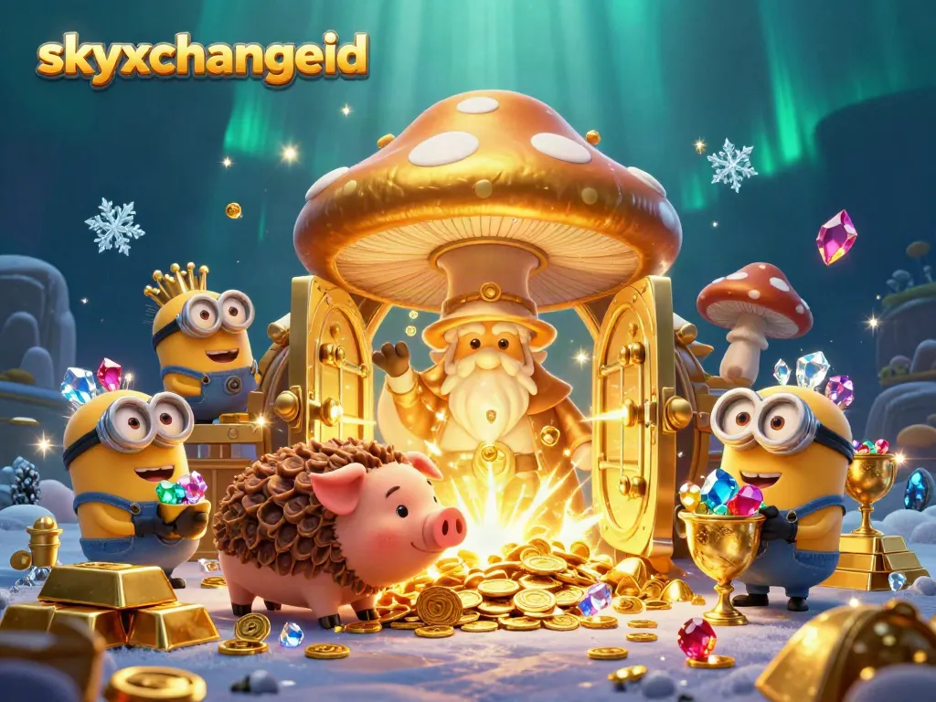 Engage with skyxchangeid in an enchanting casino world, featuring a magical wizard and treasure elements.