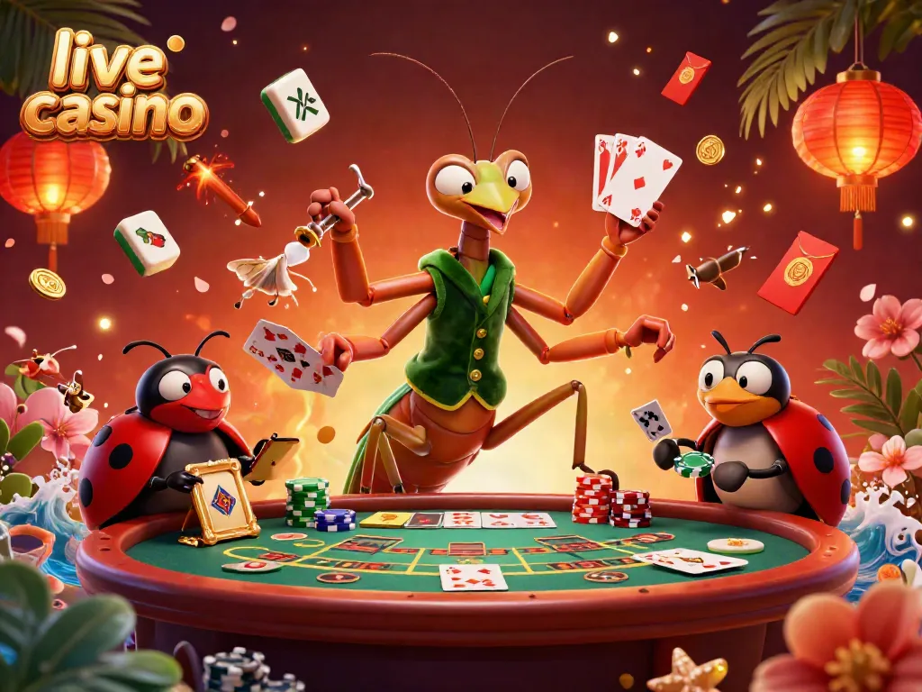 Permainan live casino yang interaktif dengan dealer langsung dan kartu yang dibagikan.