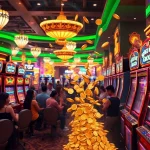 Players experiencing thrilling wins at slot gacor machines in a luxurious casino atmosphere.