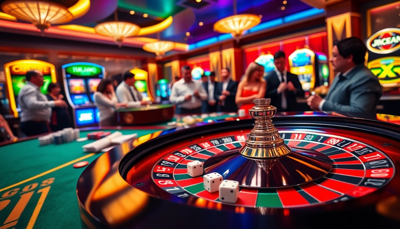 Experience the thrilling atmosphere of juragan77 at a vibrant online casino with a roulette table.