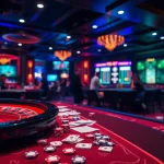 Exciting scene of kèo nhà cái betting at a casino table with poker chips and players engrossed.