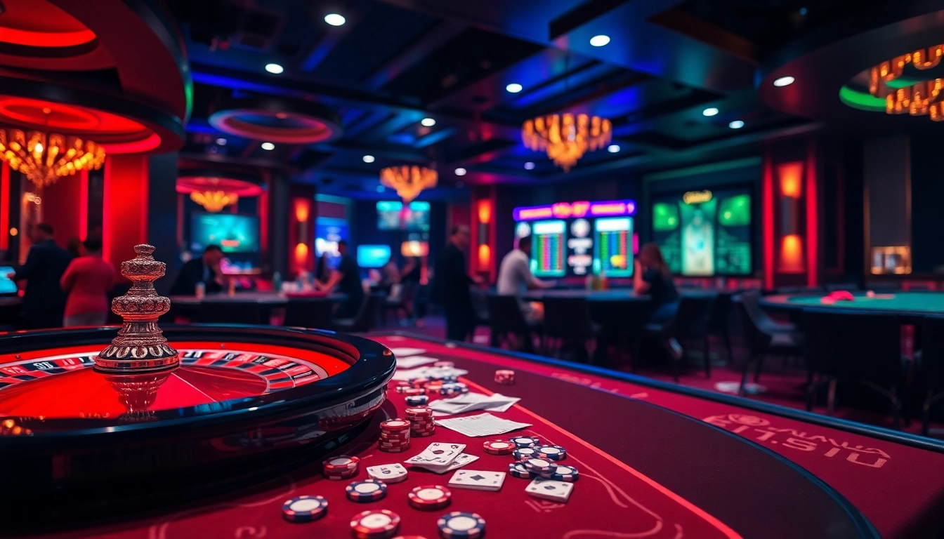 Exciting scene of kèo nhà cái betting at a casino table with poker chips and players engrossed.