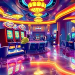 Players enjoying slot gacor games amidst vibrant casino atmosphere showcasing excitement and luxury.