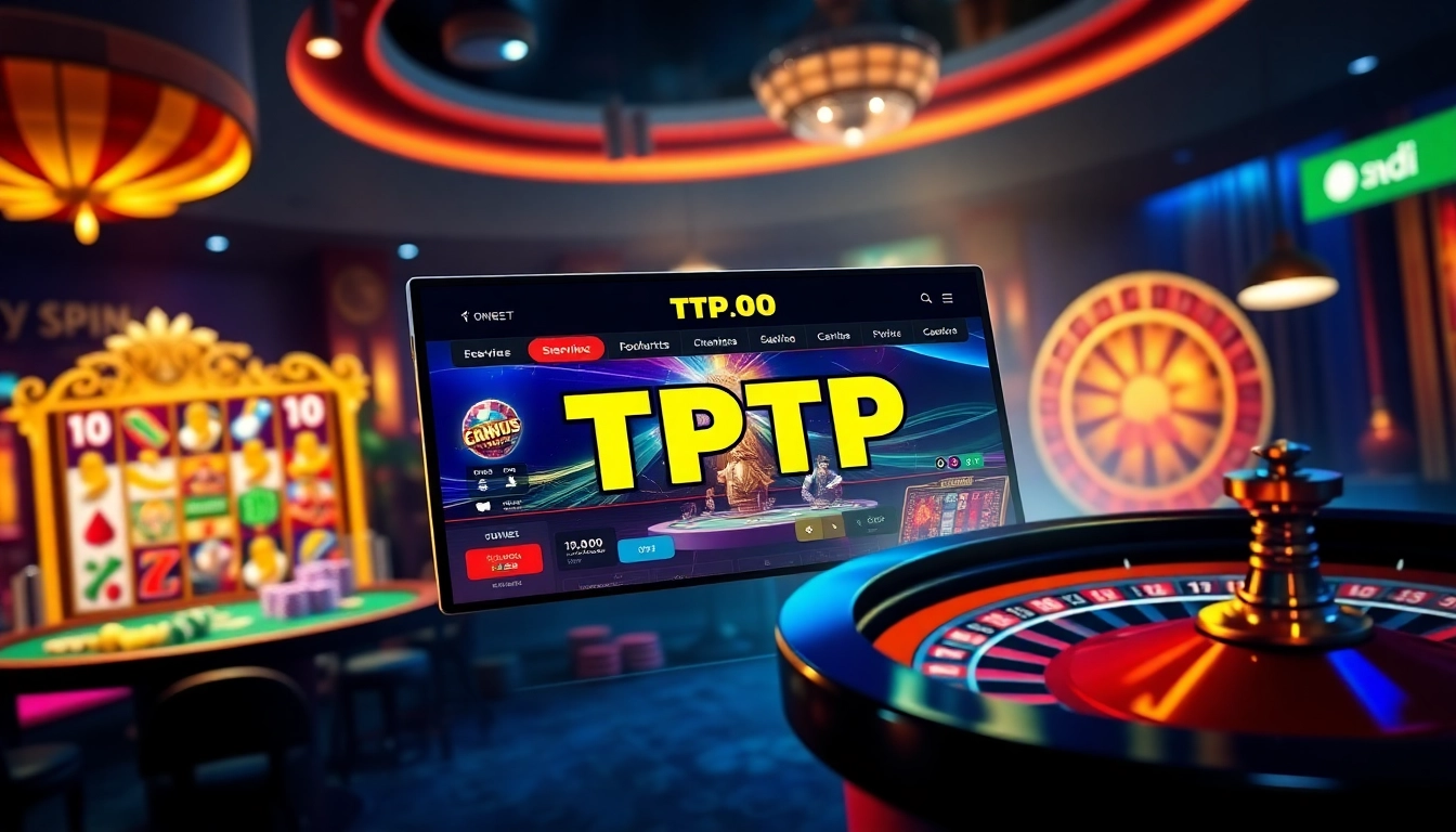 TPTP online betting platform showcasing slot games and promotions, inviting excitement and trust.