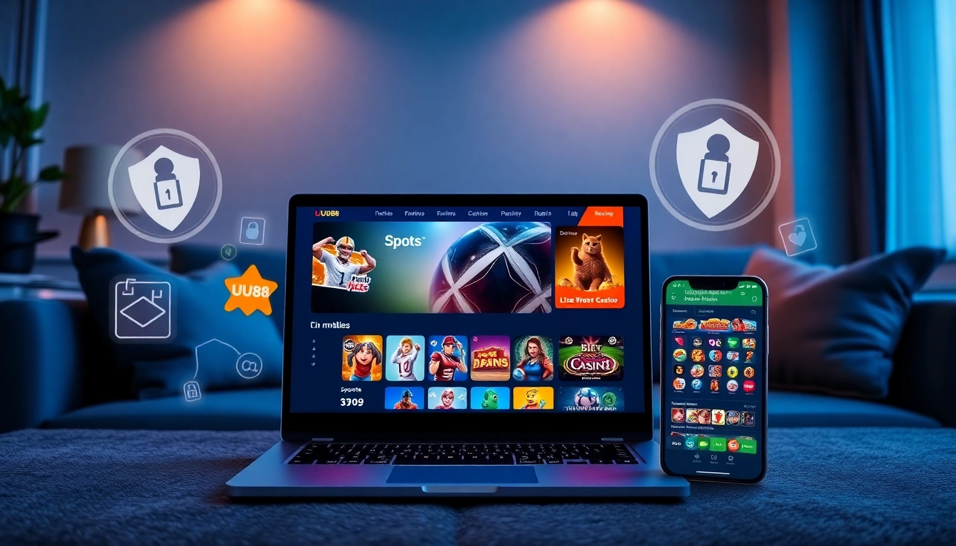 UU88 online gaming interface illustrating vibrant game options and advanced security features.