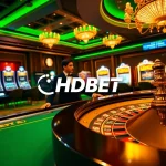 Engaging scene of players enjoying a thrilling moment at a casino table featuring HDBET branding.