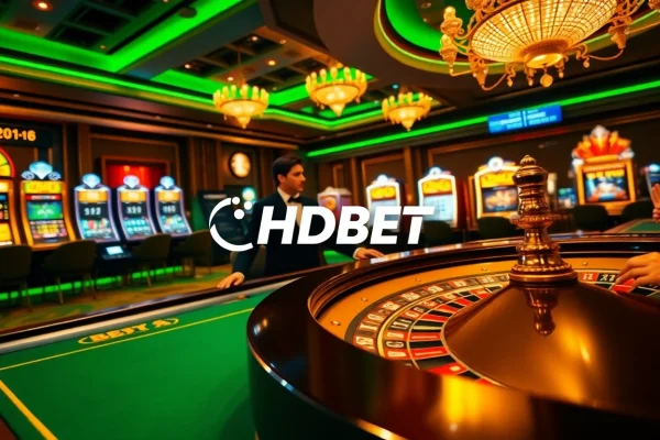 Engaging scene of players enjoying a thrilling moment at a casino table featuring HDBET branding.