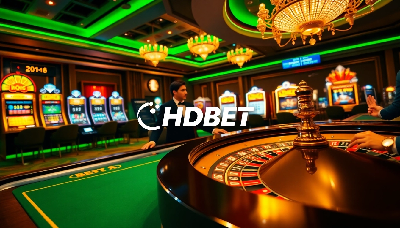 Engaging scene of players enjoying a thrilling moment at a casino table featuring HDBET branding.
