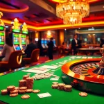 Exciting gambling scene featuring kuwin gaming tables and vibrant casino elements.