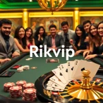 Rikvip players enjoying an exciting game at a luxurious casino table.