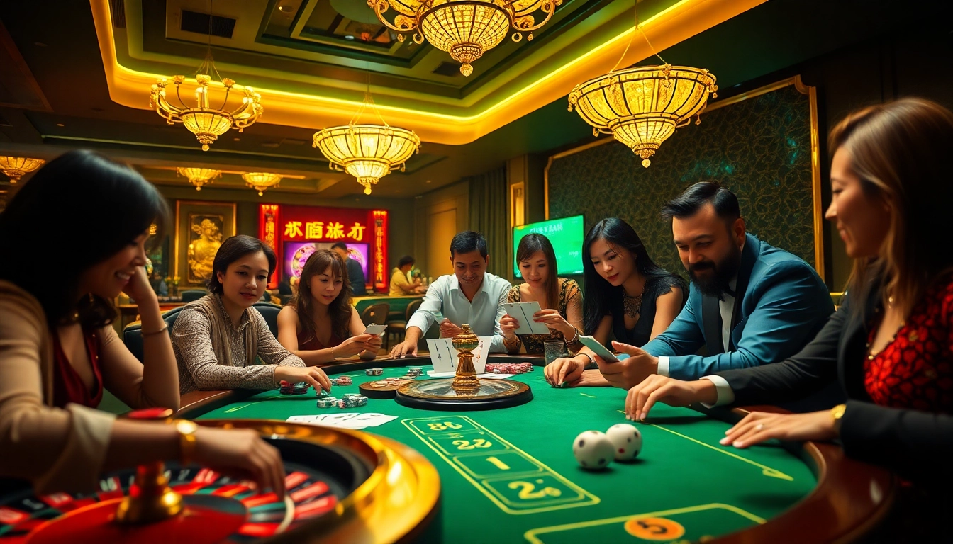 Dynamic gaming action at nhà cái go88 with players enjoying a vibrant roulette table.