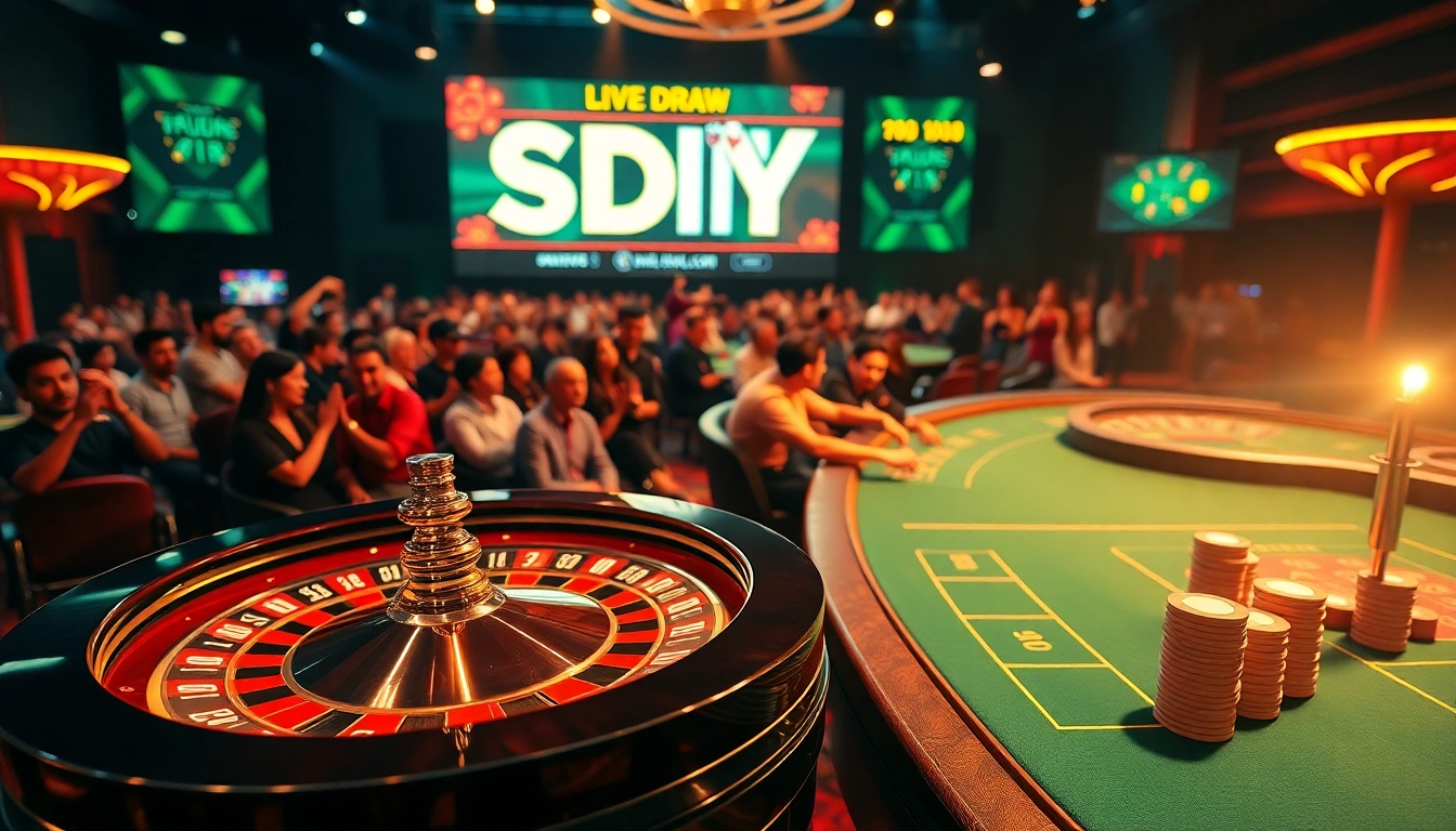 Live draw sdy event showcasing real-time lottery results with an engaging casino atmosphere.