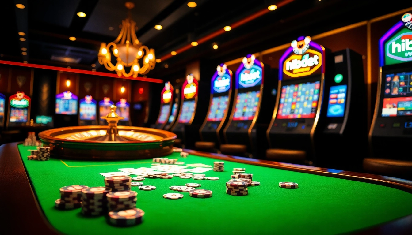 Experience the excitement of hbbet at a luxury casino table with cards and chips.