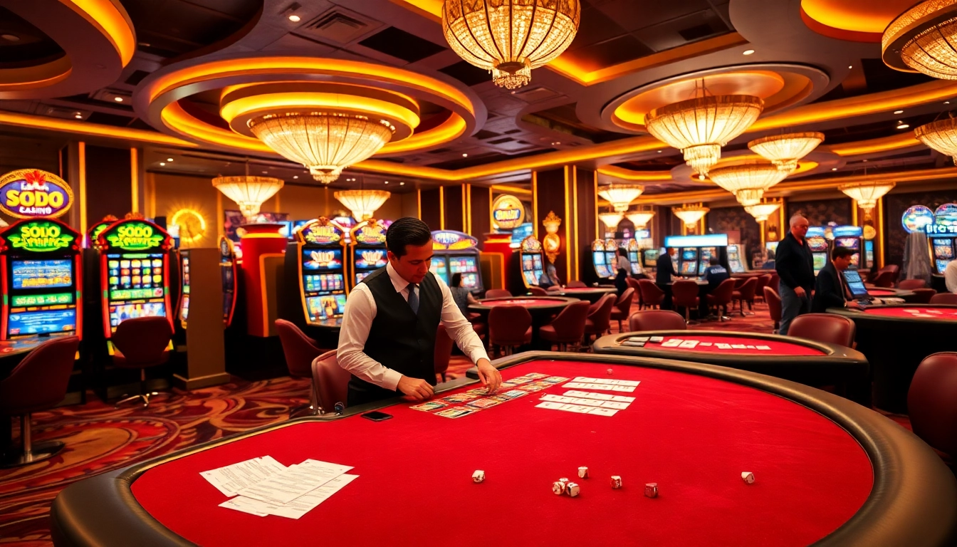 Experience thrilling gameplay at SODO CASINO with colorful slot machines and engaging poker tables.