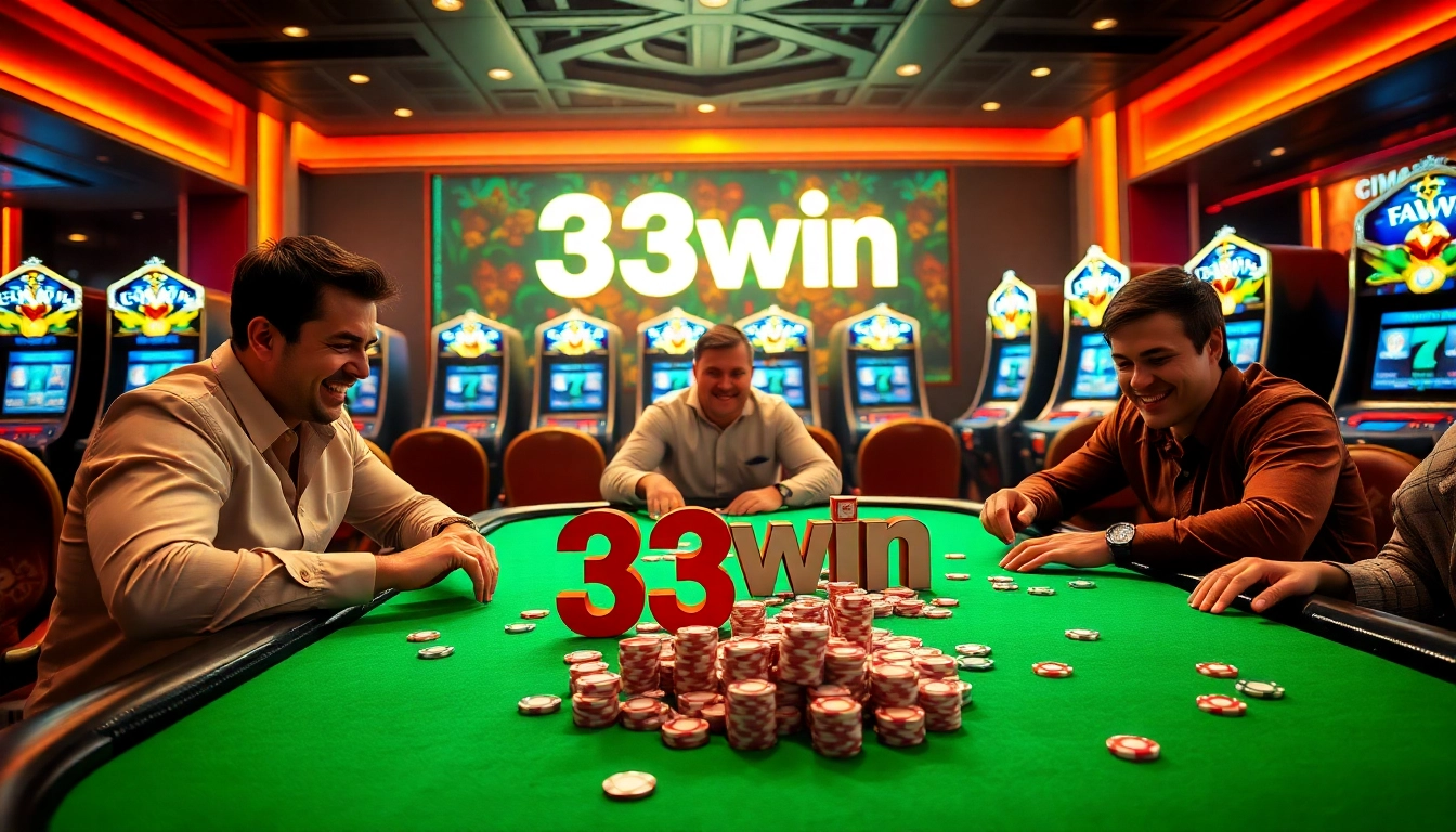 Engaged players enjoying a high-stakes poker game at 33win casino.