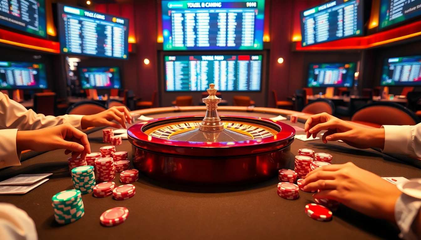 Engaging casino scene featuring togel china results and vibrant poker chips at a luxury table.