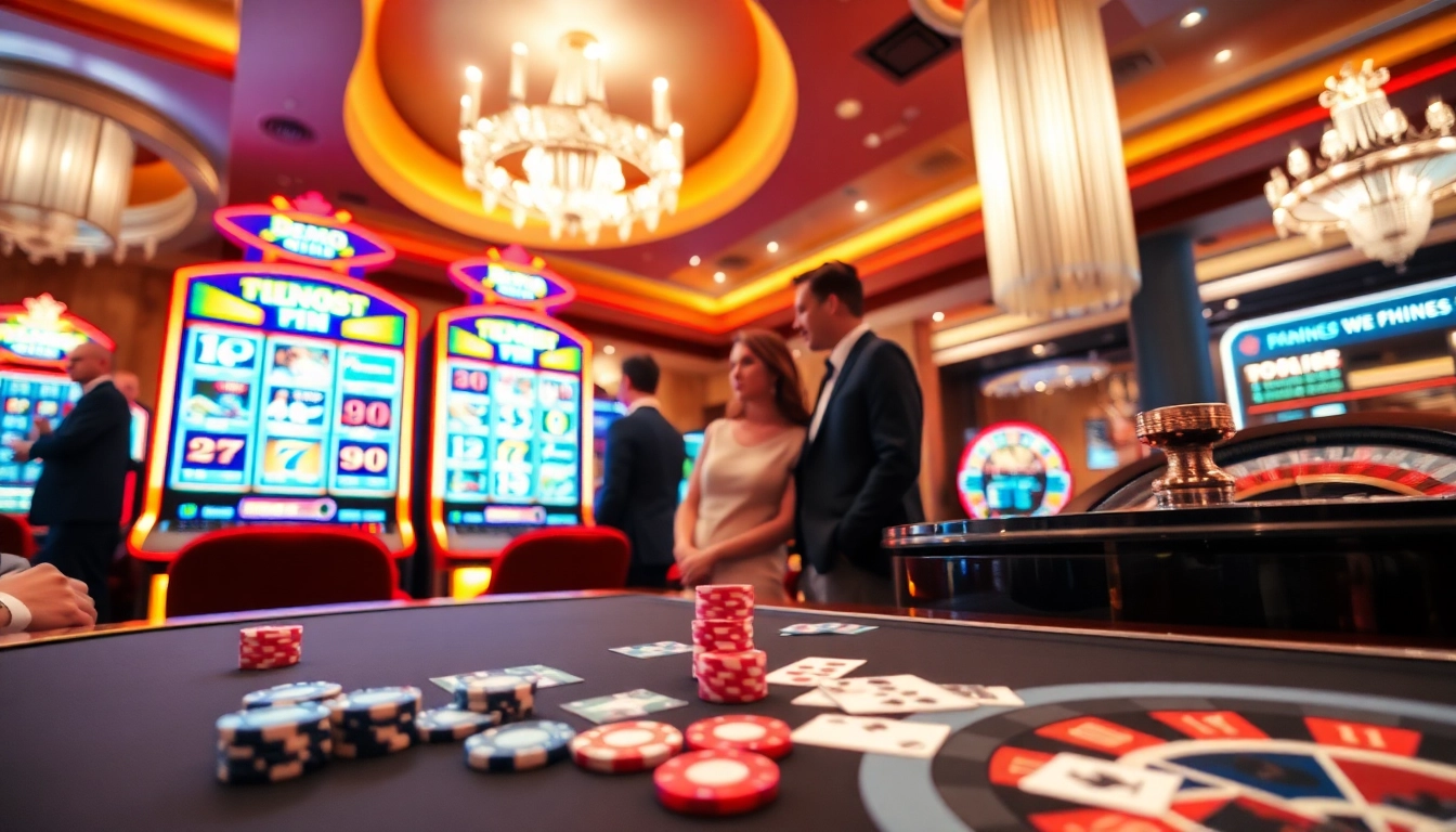 Experience the thrill of a demo slot machine in a vibrant casino setting filled with excitement.