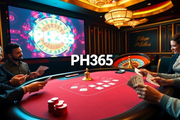 Experience the thrill of PH365 casino gaming with lively players at a blackjack table.