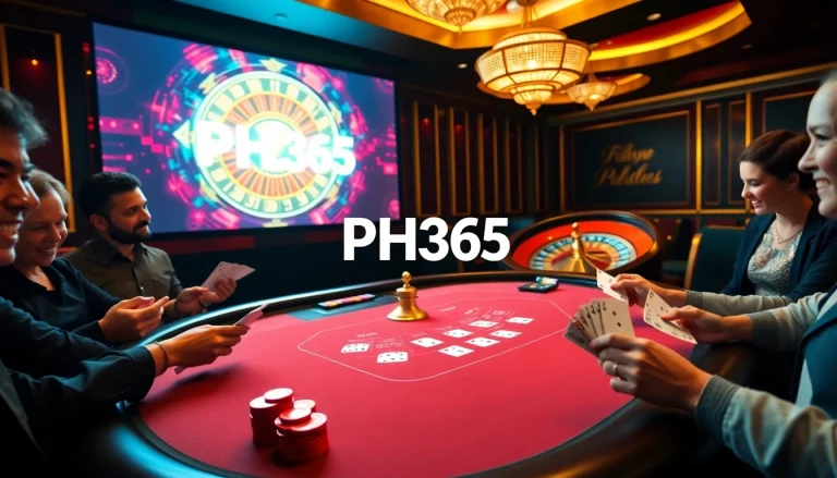 Experience the thrill of PH365 casino gaming with lively players at a blackjack table.