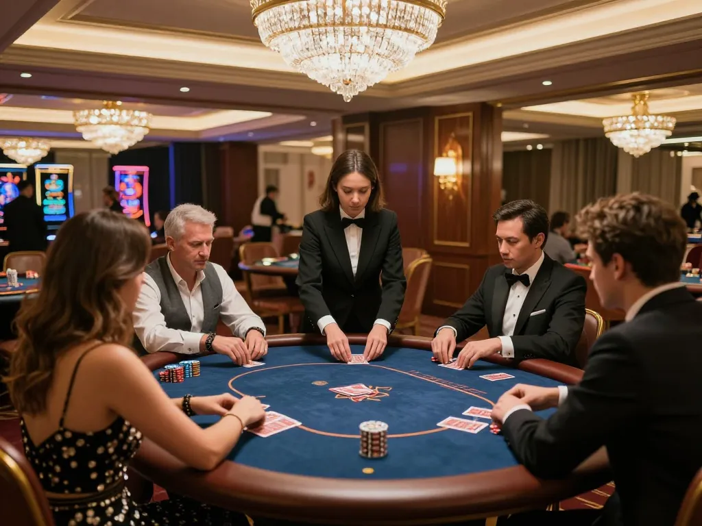 Players experiencing high-stakes poker at LV88's elegant VIP gaming area.