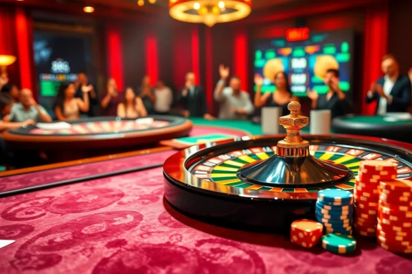 Experience thrilling gameplay at 88clb with vibrant poker chips and an exciting roulette wheel.