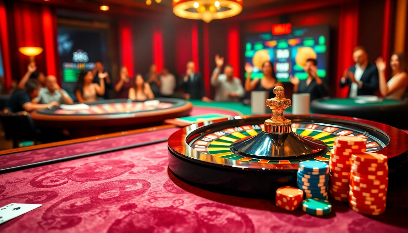 Experience thrilling gameplay at 88clb with vibrant poker chips and an exciting roulette wheel.