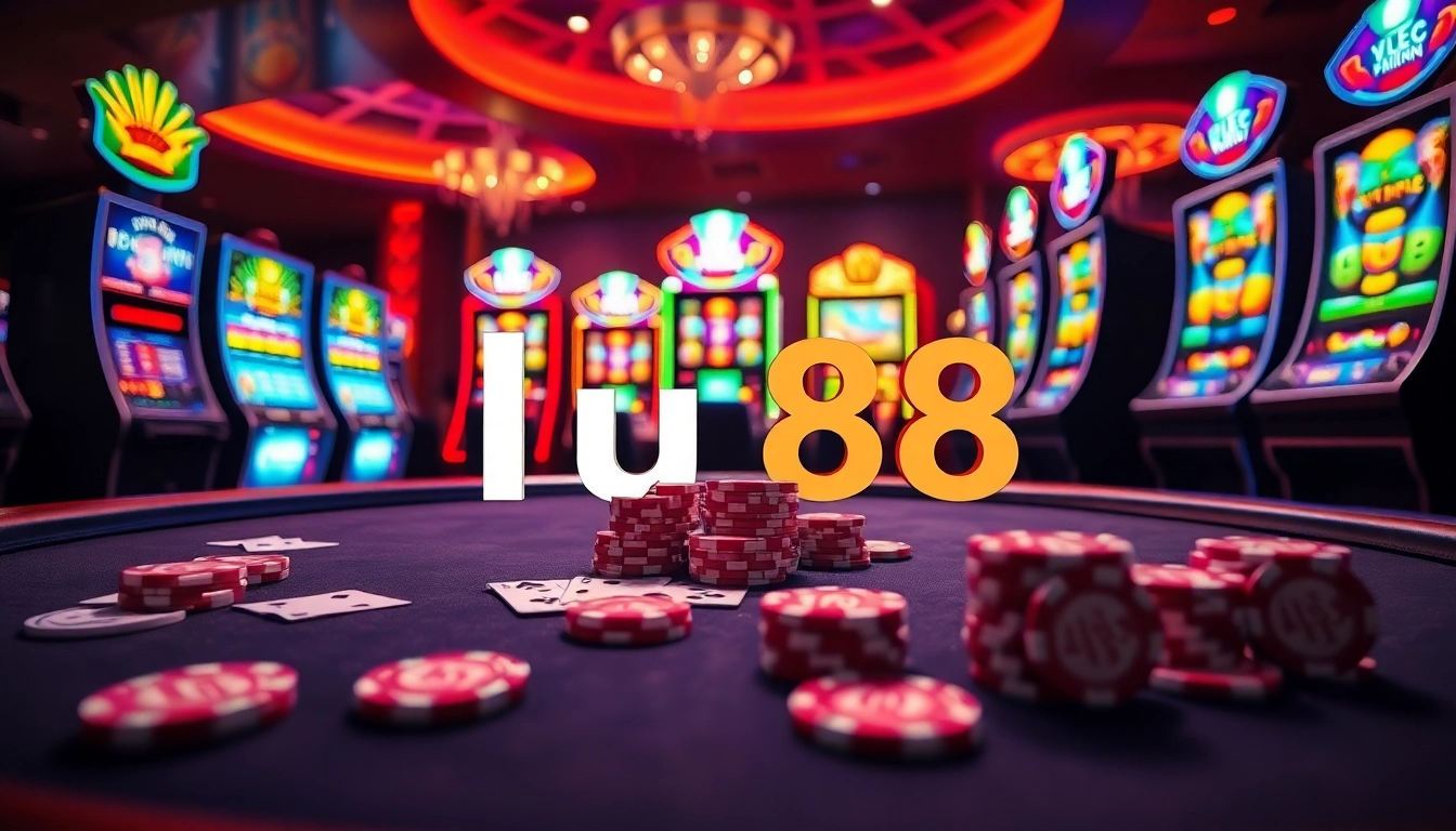 lu88 poker table showcasing high-stakes action with vibrant casino atmosphere