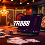 Experience the excitement of TR88 at a high-stakes online casino table with cards and chips.