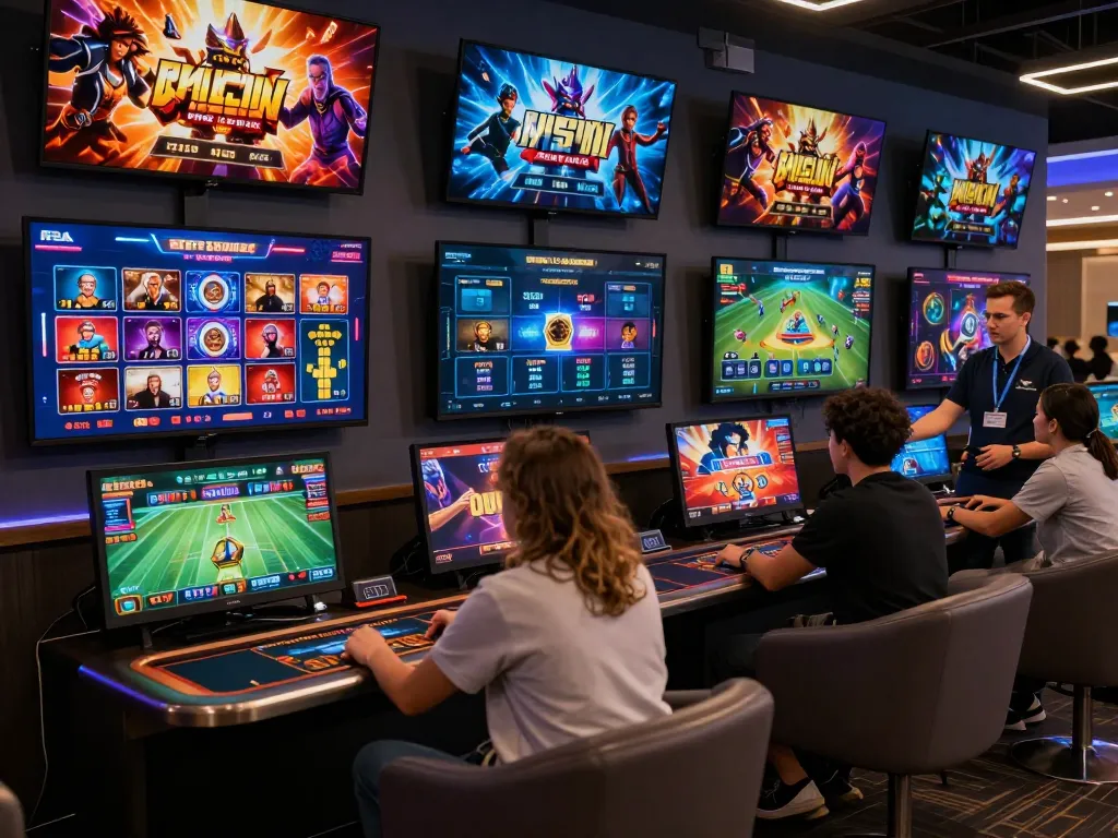 GG88 players enjoying diverse online gaming experiences in a modern, vibrant environment.