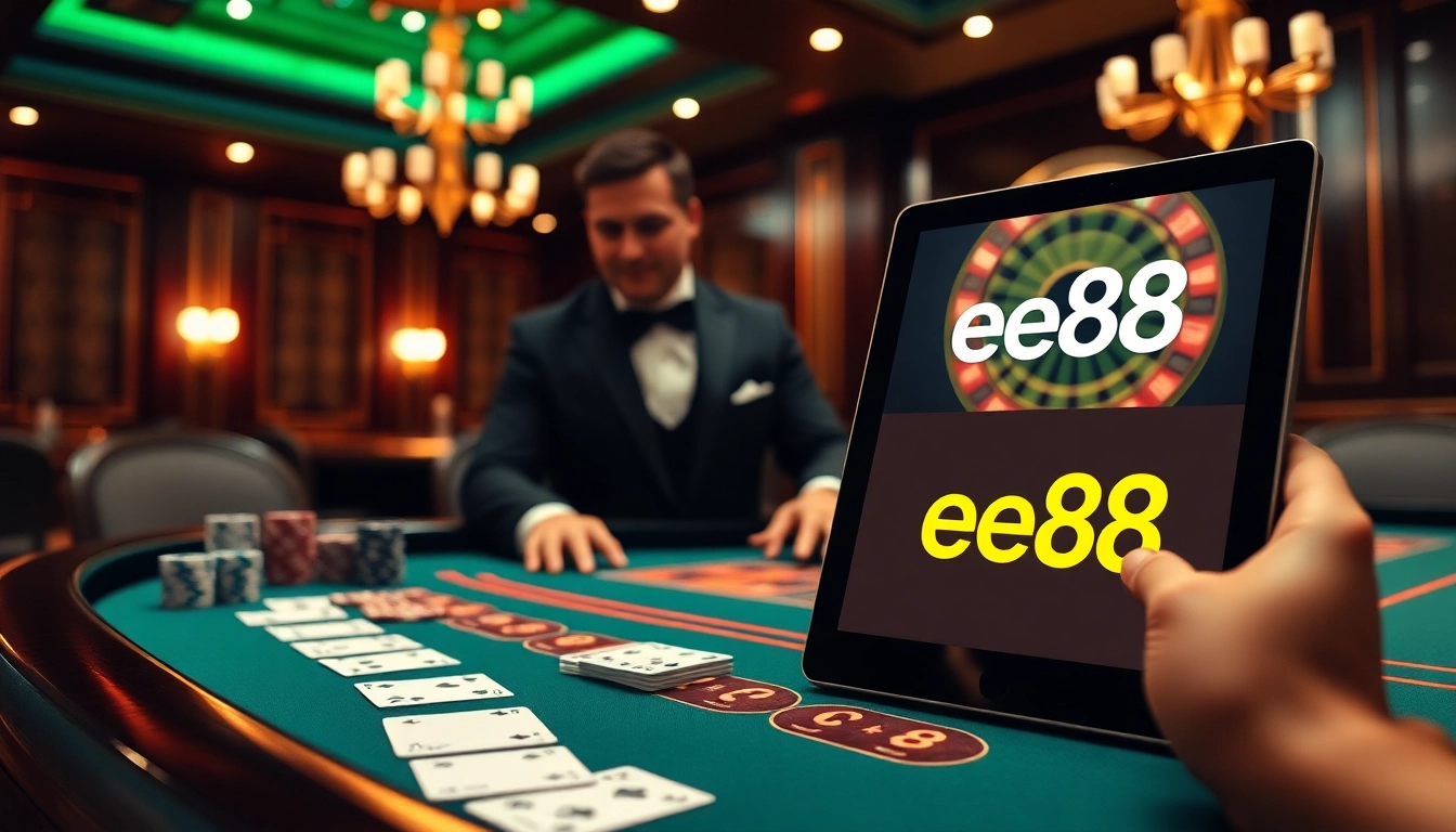 Playing cards and chips on the table at the ee88 casino, highlighting an immersive gambling experience.