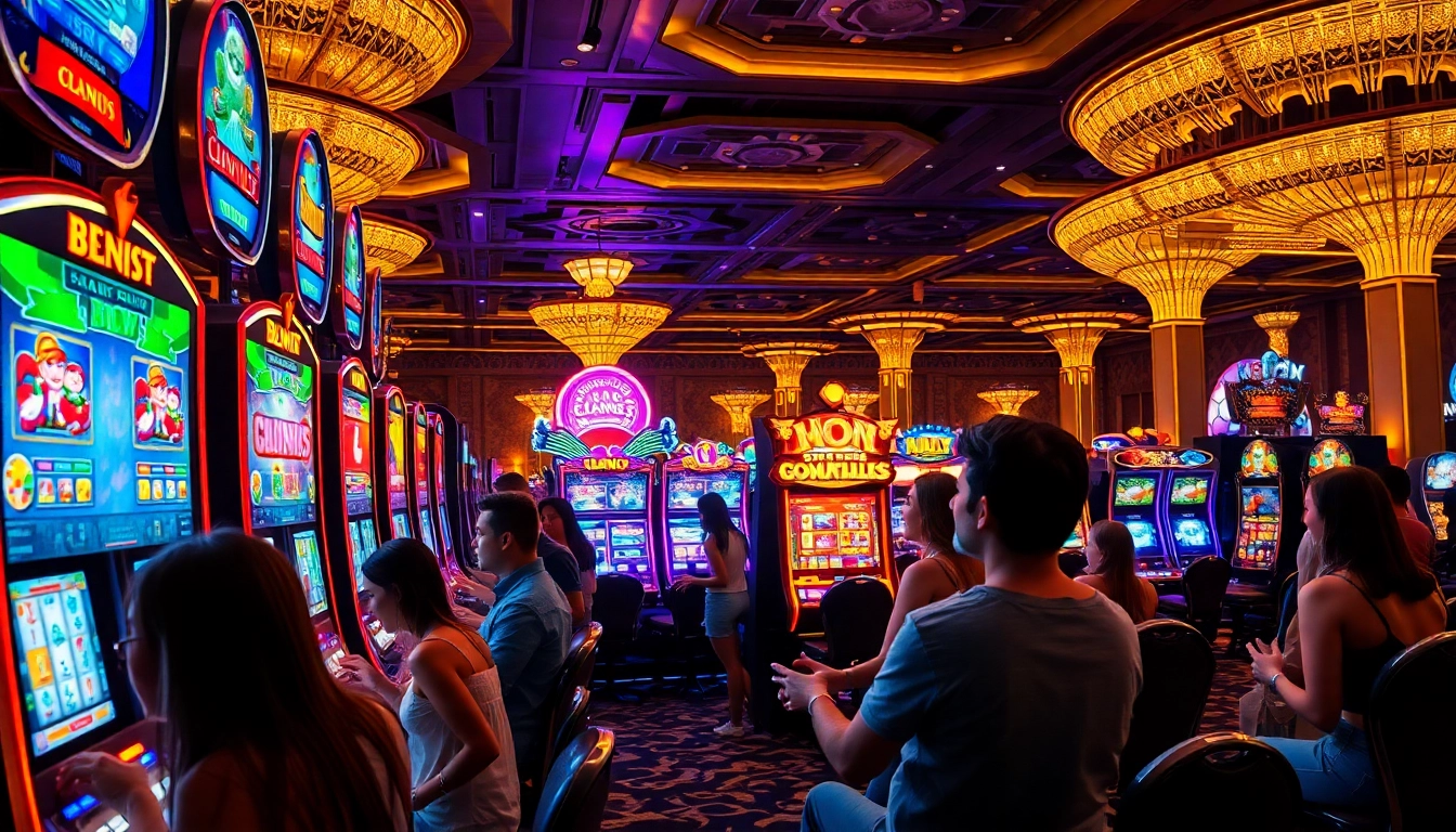 Experience thrilling moments at 18vip娱乐's vibrant casino scene filled with exciting slot machines.