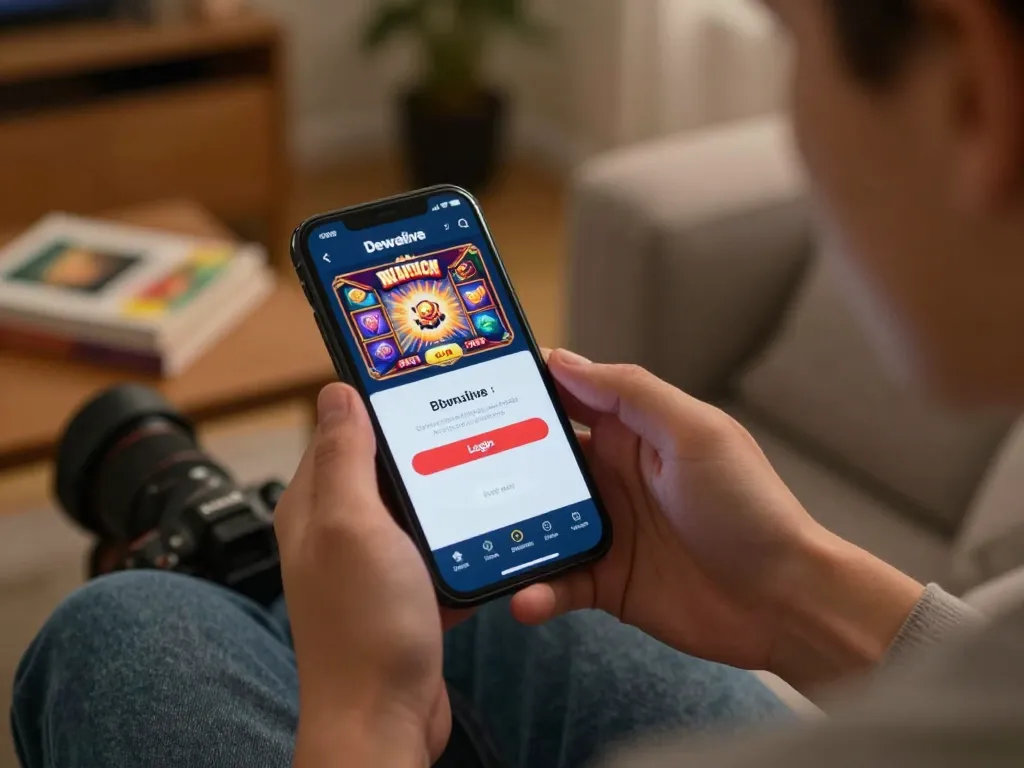 Dewalive Login displayed on mobile app while engaging in online casino gaming