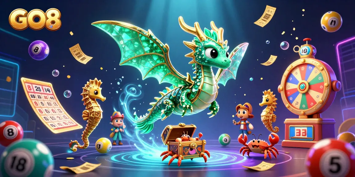 Win big with GO8 in this vibrant underwater casino scene featuring colorful games and treasures.