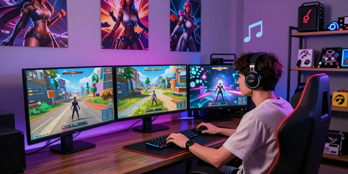 Immersive 3D hentai game scene with diverse characters and vibrant gaming setup.