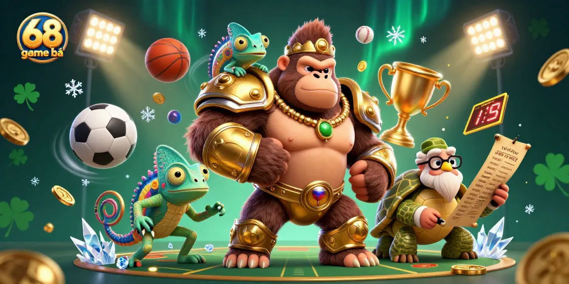 Experience the thrill of 68 game bài with dynamic sports elements and vibrant gambling characters in an immersive 3D scene.