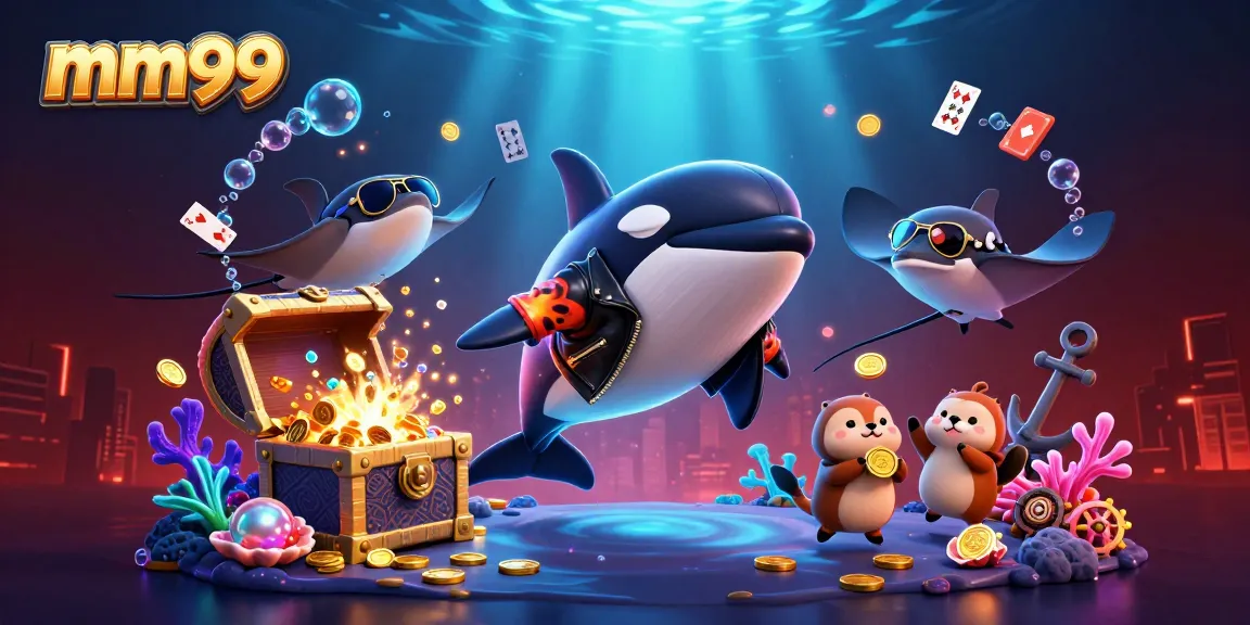 Experience the thrill at mm99 with vibrant casino scenes and engaging sea-themed characters.