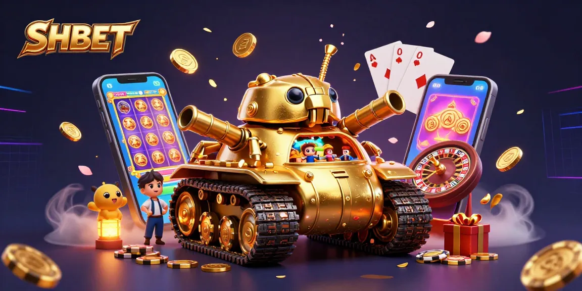 Experience SHBET's dynamic gaming with a golden beetle tank casino illustration full of excitement.