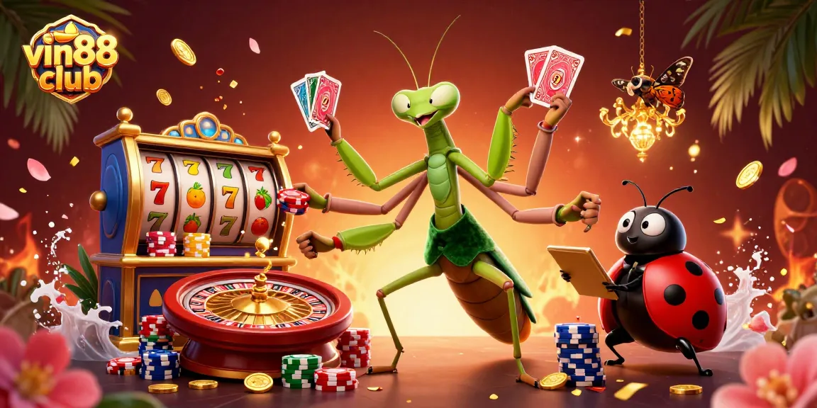Experience the excitement of vin88 club with this dynamic casino illustration featuring vibrant gaming elements.