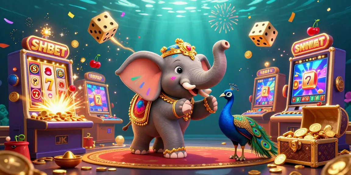 Win exciting rewards at SHBET with a vibrant casino scene featuring a jackpot explosion and engaging games.