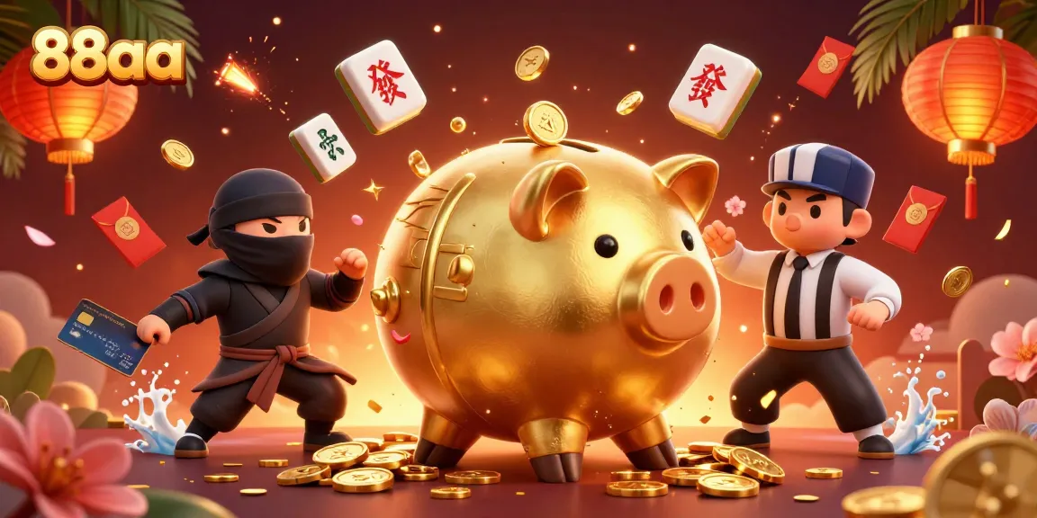 Engage in thrilling gameplay with 88aa's lively casino atmosphere featuring coins and vibrant characters.