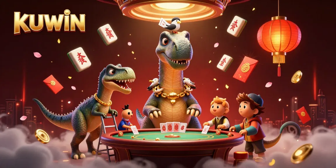 Experience thrilling gameplay at KUWIN with colorful casino characters in a vibrant digital illustration.